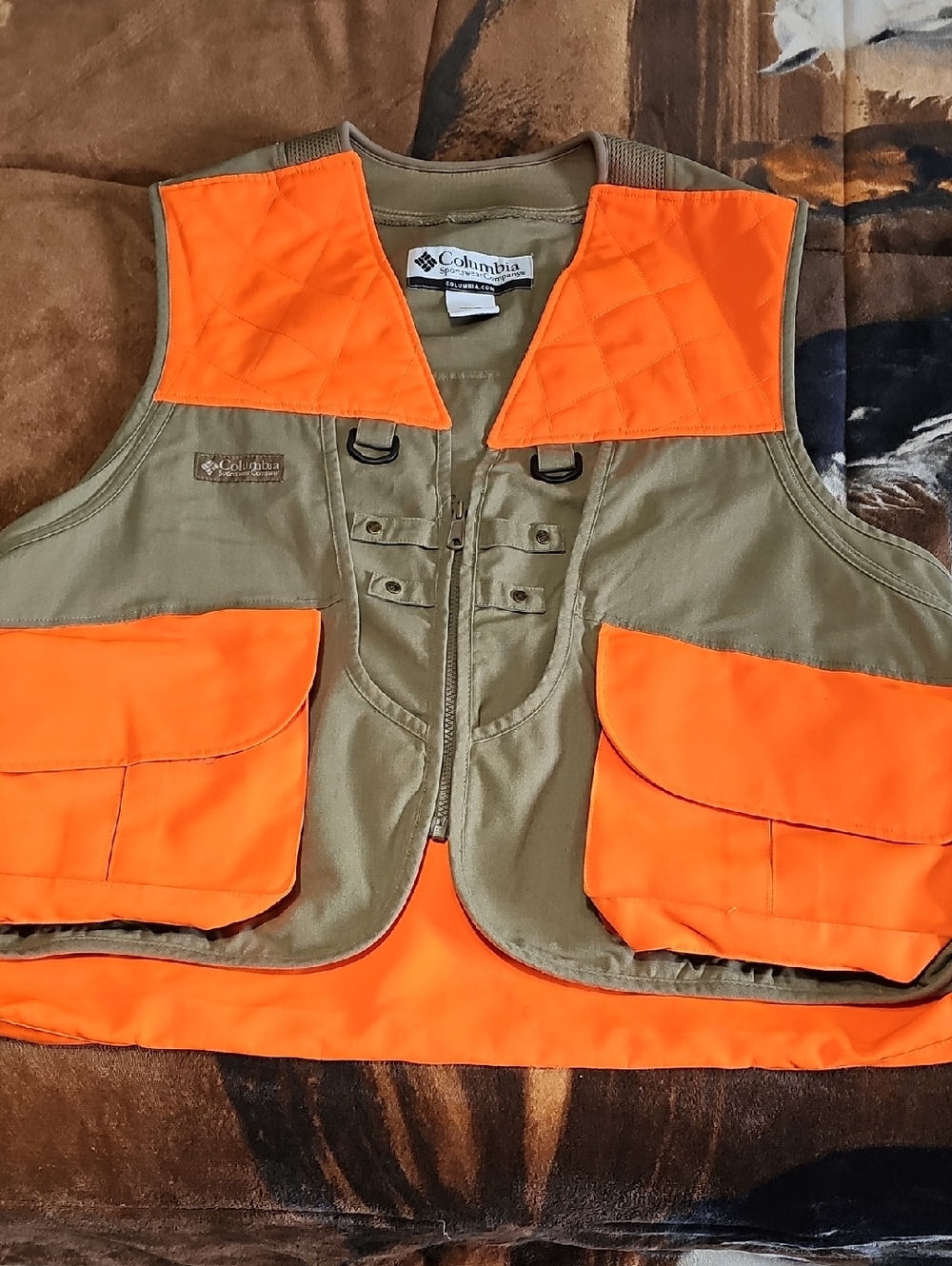 Columbia Orange and Olive Hunting Utility Vest